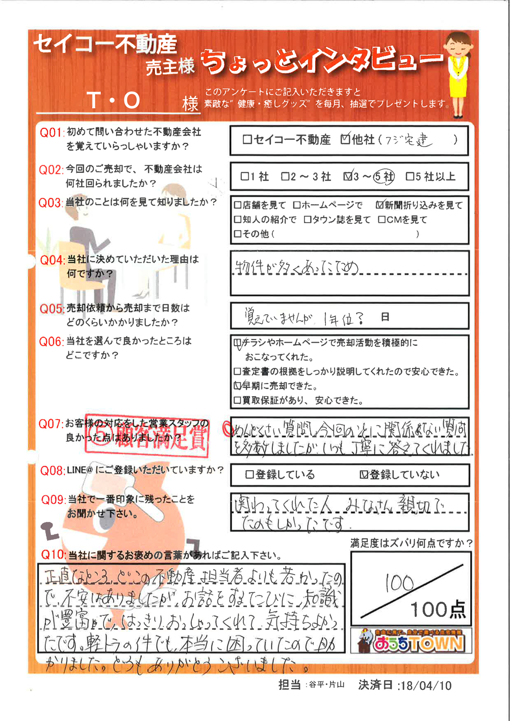 お客様の声｜新居浜店｜T・O様